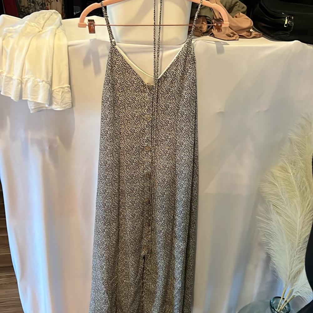 Strappy animal print button down dress with waist tie